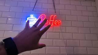 XIYUNTE Coffee Neon Sign, Bright LED Coffee Sign with Metal Chain for Coffee Bar Wall Decor Cafe Res