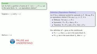 Partitions and Equivalence classes