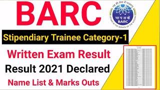 BARC Stipendiary Trainee Category-I Written Examination Result 2021 | BARC Result 2021 | Barc Cat-1