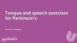 Speech and tongue exercise for people living with Parkinson's