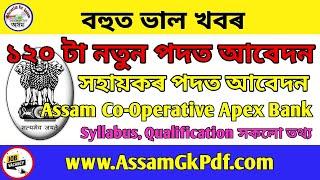 অসম চাকৰি, ১২০ টা সহায়কৰ পদ খালী Assam Apex Co-Operative Babk Recruitment 2023