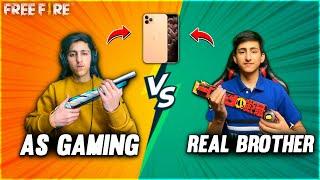 As Gaming Vs Real Brother | I Phone Challenge Free Fire| My Brother Face Reveal - Garena Free Fire