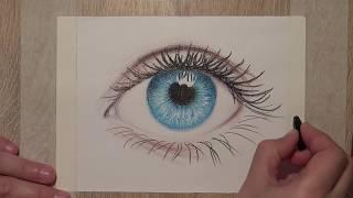 Как нарисовать реалистичный глаз восковыми мелками. How to draw a realistic eye