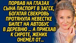 Порвав на глазах сына паспорт в ЗАГСЕ, богатая свекровь протянула невестке билет на автобус....