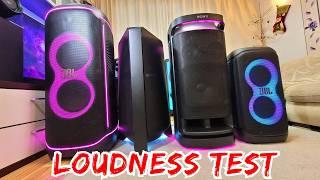 JBL Partybox Ultimate VS Sony XV900 VS Samsung MX-T70 VS JBL Partybox 320 - Loudness Test