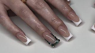 Subtle Duck Shape French Bling Accent Acrylic Nails