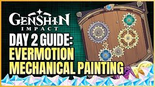 Evermotion Mechanical Painting Day 2 Puzzle Guide | Painting Restoration Part 2 | Genshin Impact