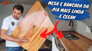 Mesa e bancada de madeira para motorhome. DIY