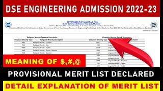 DETAIL EXPLANATION OF DSE ENGINEERING Provisional Merit List | MEANING OF @, #, $ IN MERIT LIST.