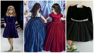 2021 upcoming velvet dresses for baby girl stylish velvet frock design for kids | GIRLS CORNER