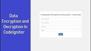 Encrypt Decrypt in Codeigniter - Insert Data