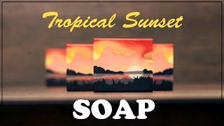 Making Tropical Sunset Cold Process Landscape soap with the sculpted layers and ombre techniques