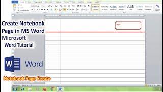 Create Notebook Page in MS Word - Microsoft Tutorial |