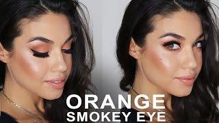 ORANGE SMOKEY EYES & NUDE LIP | Eman