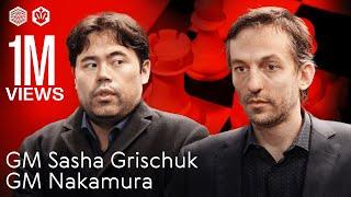 Sasha Grischuk calculates three lines in his head while Nakamura listens