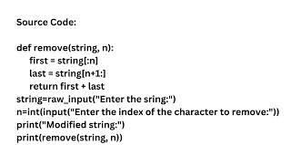 Python Program to Remove the nth Index Character from a Non-Empty String