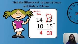 addition and subtraction of time in days and hours - Grade 3