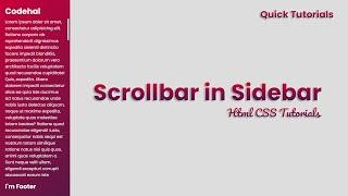 How to Add Scrollbar in Sidebar using HTML and CSS | Sidebar Scroll CSS @codehal