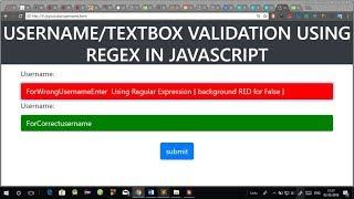 Username Validation using Regular Expression in JavaScript in Hindi | TextBox Validation REGEX