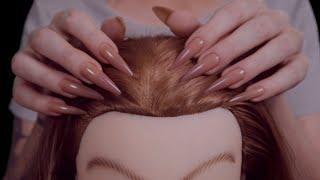 ASMR Hair Play w/ Long Nails  (scalp scratching, stroking, delicate tapping, no talking for sleep)