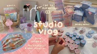 studio vlog 013  unboxing face masks & sticky notes, packing orders asmr, & aesthetic haul