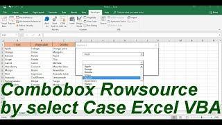 Combobox Rowsource select Case Excel VBA