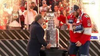 Aleksander Barkov hoists the Stanley Cup