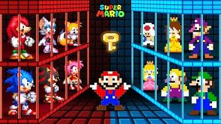 Super Mario HOT And COLD Challenge: If All Mario and Sonic Characters Are Locked in Bowser's Prison?