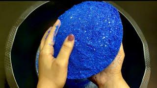 Asmr - blue glitter mix - white and blue baking soda - crunchy and soft