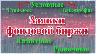 Заявки на бирже: лимитная, рыночная, Stop Loss, Stop Limit, Take Profit