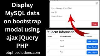 Display MySQL data on bootstrap modal using ajax jQuery and PHP