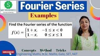 Fourier Series engineering problems for function f(x) 1+x [ -1, 0) and 1-x [0, 1] #mathematics