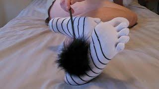 Tickling Feet   |  Tickle Toes in Well Worn Toe Socks & Barefoot Sock Peels ASMR