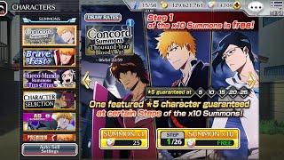 Bleach Brave Souls - Concord Summons (Thousand -Year Blood War) All Steps 5600 Orbs | Ichigo Account