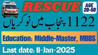 Rescue 1122 jobs 2024,  New govt jobs 2024, new rescue 1122 jobs