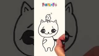 How to Draw Cute Cat and singing Bird I Drawing Tutorial #Shorts