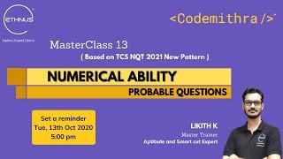TCS NQT 2021 (New Pattern) | MasterClass 13 | Numerical Ability for TCS NQT