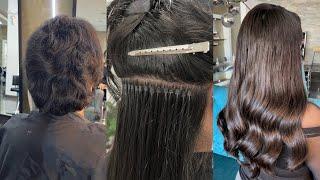 i-tip hair extensions for short hair | pixie cut to long hair