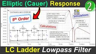 LC Ladder Lowpass Filter Design  Elliptic (Cauer) Response - 5th Order  Example 2