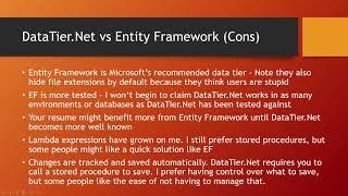 Intro To DataTier Net