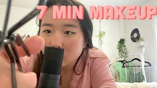 asmr doing your makeup in 7 minutes (mouth sounds, tapping, tracing)