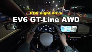 2024 KIA EV6 GT Line long-range 4WD POV night drive(urban)