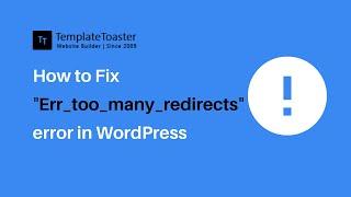 How to fix Redirect errors in WordPress
