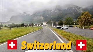 Driving from maienfeld switzerland to zurich In cloudy and rainy weather