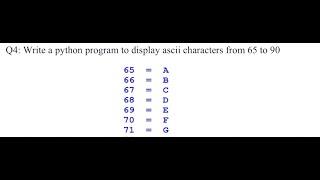 Write a python program to display ascii characters from 65 to 90.