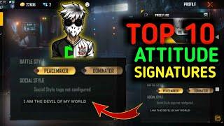 Top 10 Attitude Signature Of Free Fire Profile || Best Signature || NGU JACK