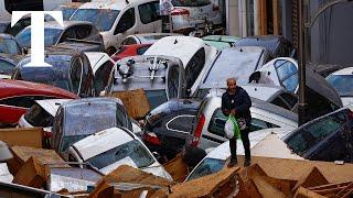 Valencia flood: Drone footage reveals car graveyard as Spain announces new aid measures