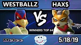 GOML 2019 SSBM - Hax$ (Fox) Vs. Westballz (Falco) Smash Melee Tournament Winners Top 64