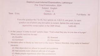 Lakhimpur District Pre Board Examination 2024-25|English question paper with solved MCQs|HSLC 2025