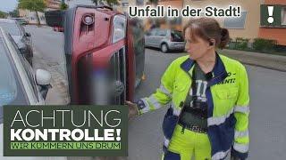 Knifflige Lage!  PKW liegt mitten in der Stadt auf der SEITE! | Achtung Kontrolle